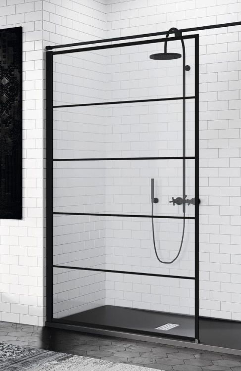 Ścianka prysznicowa 100 cm Novellini Kuadra H Stripes czarne KUADH10082H