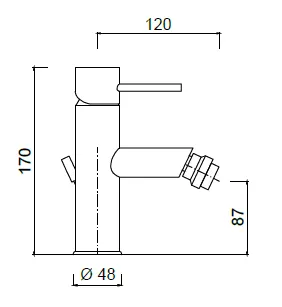 Bateria bidetowa z korkiem Giulini Futuro 6507A czarny mat rys.tech.