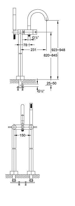 Bateria wannowa stojąca Steinberg seria 120 chrom 1201162