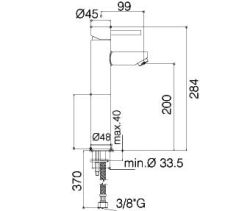 Bateria umywalkowa wysoka Paffoni Stick SK07CR rysunek techniczny