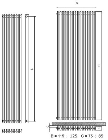 Przejdź do produktu Grzejnik łazienkowy pionowy 180x33 cm w kolorze do wyboru z palety RAL Radeco Bora 1