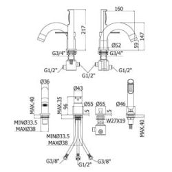 Bateria wannowa 4-otworowa Paffoni Red RED043CR