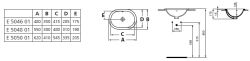 Umywalka owalna podblatowa 48x35 cm Ideal Standard Connect E504601 rysunek techniczny