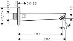 Wylewka wannowa DN20 Hansgrohe Logis 71410000 rysunek techniczny