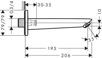 Wylewka wannowa DN20 Hansgrohe Logis 71410000 rysunek techniczny