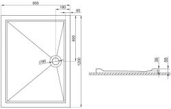 brodzik 120x90 Goliat Polimat rys.tech.