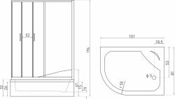 Kabina prysznicowa z brodzikiem 100x80x196 cm Kerra Katia rys.tech.