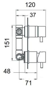 Bateria prysznicowa podtynkowa 3-drożna Daniel Tokyo TK612D3 chrom