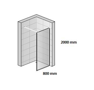 Ścianka prysznicowa 80 cm typu walk-in z czarnymi profilami SanSwiss STR4PS0800607 rys. tech.