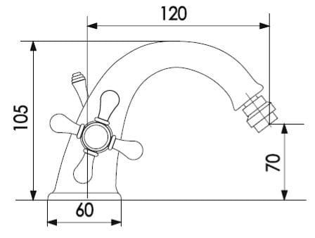 Bateria bidetowa jednootworowa retro Giulini Parigi 7064 bronzo rys.tech.