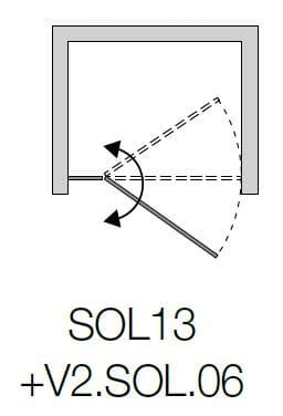 Drzwi prysznicowe wnękowe 80 cm ze ścianką stałą w linii SanSwiss Black Line SOL1308000607 -sposób otwierania drzwi SOL13.JPG