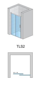 Drzwi prysznicowe jednoczęściowe 100 cm ze ścianką stałą w linii SanSwiss Top-Line S TLS2  rys.tech.
