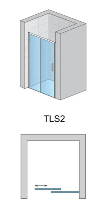 Drzwi prysznicowe jednoczęściowe 100 cm ze ścianką stałą w linii SanSwiss Top-Line S TLS2  rys.tech.