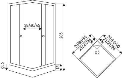 Przejdź do produktu Kabina natryskowa kwadratowa 90x90 cm z brodzikiem Kerra Pico 90 satyna
