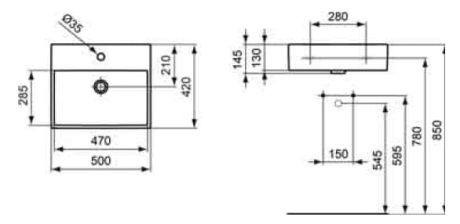 Przejdź do produktu Umywalka nablatowa 50x42 cm Ideal Standard Strada K081601