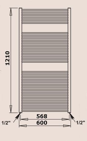 PMH Taifun TS4W Grzejnik łazienkowy prosty biały 60x121 cm rysunek techniczny
