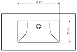 Umywalka z konglomeratu na indywidualny wymiar z misą Connect 56x30 cm rys.tech.