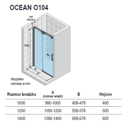 Drzwi prysznicowe wnękowe 100cm Riho Ocean O104 GU0200100