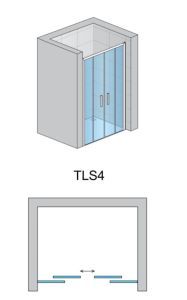 Drzwi prysznicowe czteroczęściowe 120 cm SanSwiss Top-Line S TLS4 rys.tech.