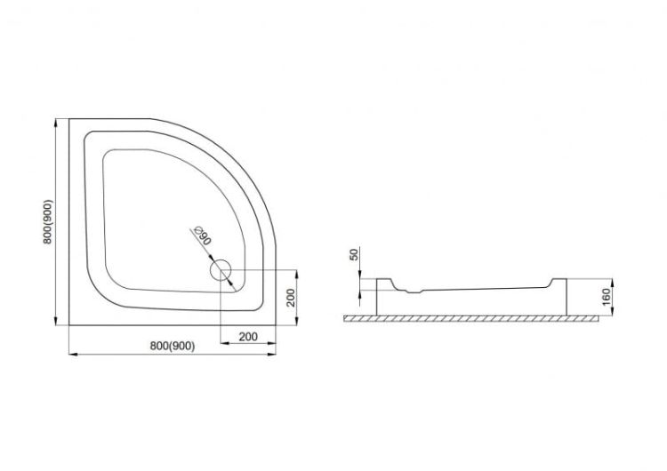 Brodzik półokrągły kompaktowy 80x80 cm Polimat Pako 00094 
