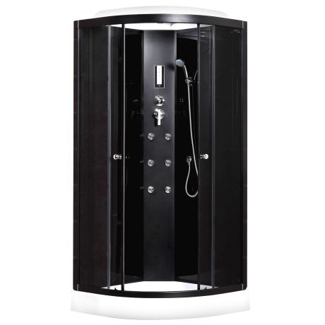 Przejdź do produktu Kabina półokrągła z hydromasażem 90x90 cm z czarnymi profilami Kerra Oviedo 90