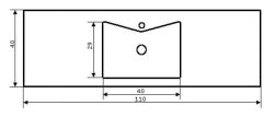 Umywalka naszafkowa konglomeratowa 110x40 cm Cross 110 rysunek techniczny