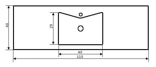 Umywalka naszafkowa konglomeratowa 110x40 cm Cross 110 rysunek techniczny