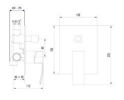 Bateria prysznicowa podtynkowa 2-drożna Sapho Ginko 1101-42 chrom