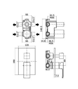 Bateria prysznicowa podtynkowa z przełącznikiem Paffoni Level LES018CR