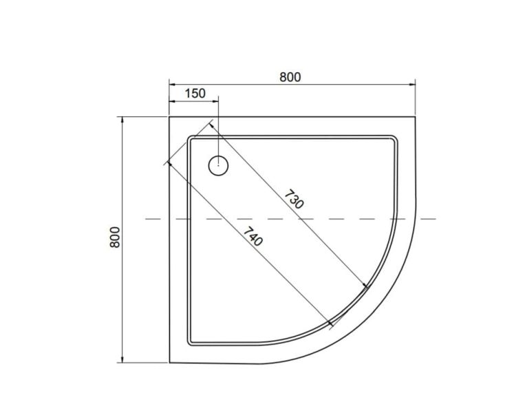 Brodzik półokrągły Aron Slimline 80x80 rysunek techniczny.JPG