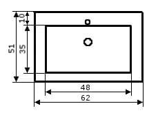 Umywalka na szafkę 60 cm Basic 60 rysunek techniczny