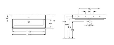 Przejdź do produktu Villeroy&Boch Memento Umywalka 120x47 cm do armatury 3-otworowej