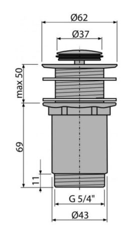 Przejdź do produktu Spust umywalki klik-klak 5/4" metalowy bez przelewu Alcaplast A394 mały korek