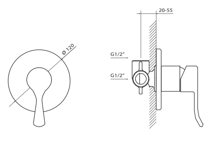 Bateria prysznicowa 1-drożna Vedo Cento VBC1014 chrom