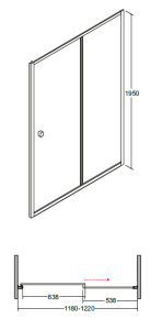 Drzwi prysznicowe 120x195 cm Besco Duo Slide 120 rys. tech.
