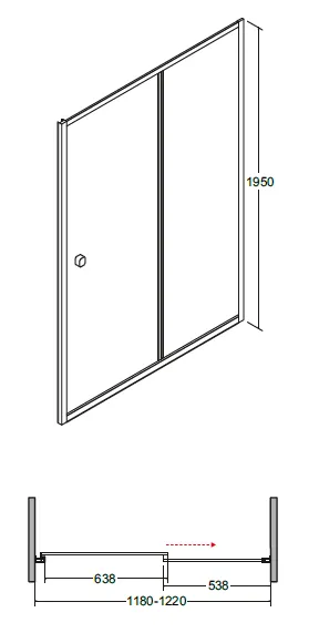 Drzwi prysznicowe 120x195 cm Besco Duo Slide 120 rys. tech.