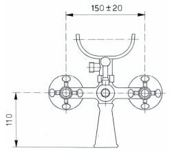 Bateria wannowa Reitano Atea R301 chrom rysunek techniczny