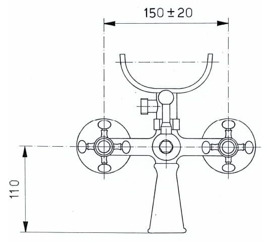 Bateria wannowa Reitano Atea R301 chrom rysunek techniczny