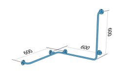 Uchwyt łazienkowy dlaosób niepełnosprawnych kątowy 60x60x60 cm, poziomo-pionowy, lewy, ścienny, biały Makoinstal 32-UPPL rys. tech.