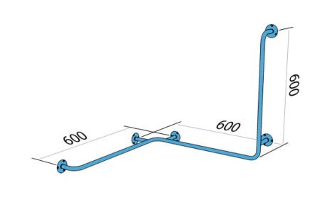 Przejdź do produktu Uchwyt łazienkowy dla osób  niepełnosprawnych kątowy 60x60x60 cm, poziomo-pionowy, lewy, ścienny, biały Makoinstal 32-UPPL