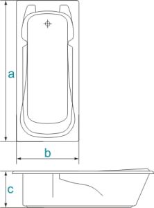 Wanna prostokątna 150x70 cm Besco Majka Nova 150 rys. tech.