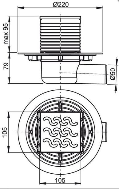 kratka ściekowa rys.tech.Alcaplast APV102