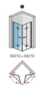 Kabina prysznicowa narożna 90x90 cm otwierana na dwie strony z drzwiami składanymi SanSwiss Solino SOLF1D0905007+SOLF1G0905007 chrom