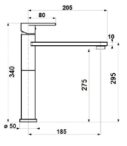 Bateria umywalkowa 34 cm wysoka dźwigniowa Sapho Dandy 5802L/S chrom