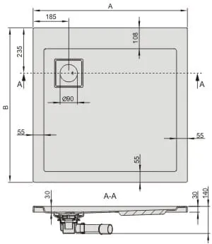 Brodzik kwadratowy 80x80 cm Sanplast B/SPACE 615-110-0020-01-000