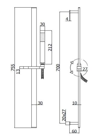 Przejdź do produktu Zestaw prysznicowy ze słuchawką Paffoni ZSAL145CR chrom