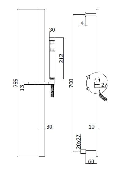 Zestaw prysznicowy ze słuchawką Paffoni ZSAL145CR chrom