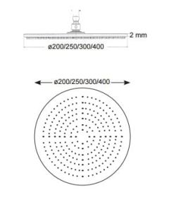Deszczownica natryskowa okrągła 40 cm stal nierdzewna Sphera Roma SD3340003CR - rysunek techniczny