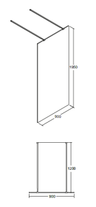 Kabina prysznicowa walk in 90x195 cm z panelem bocznym 50 cm Besco Aveo Due 90 rys. tech.