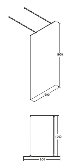 Kabina prysznicowa walk in 90x195 cm z panelem bocznym 50 cm Besco Aveo Due 90 rys. tech.
